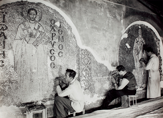 Реставрация мозаик северного тимпана Св. Софии