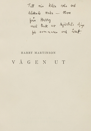 Посвящение Муа на книге Гарри «Путь вовне», написанное его рукой. 1936