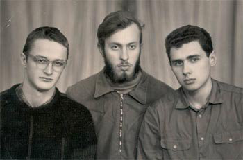 Три человека – руководство одесской коммуны СИД («Субъект Исторического Действия»), справа — Павловский. 1969 год